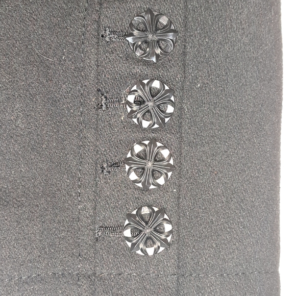 Affliction Vintage Black Pea Coat Punk Goth Men's Large Just PU From Dry Cleaner - Picture 8 of 16